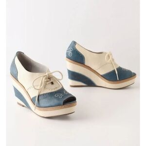 Anthropologie Pilcro and the Letterpress  retro Brighton Oxford wedge heels 8